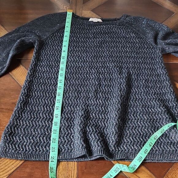 LOFT long sleeve‎ black shimmer sweater Medium - Picture 8 of 9